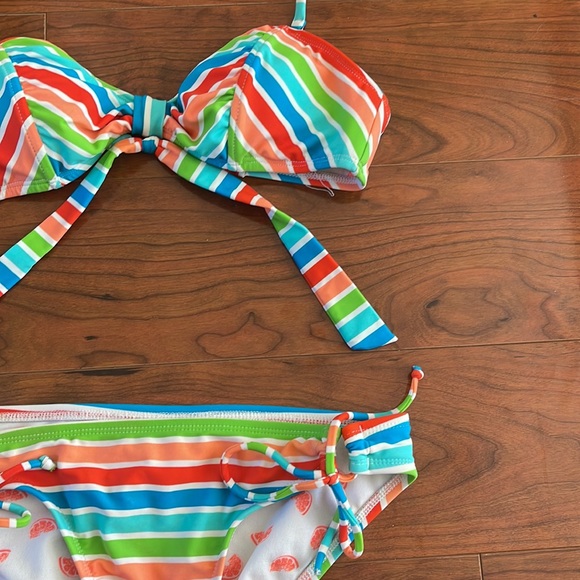 The Bikini Lab Colorful Striped Two Piece Bikini Swimsuit Bathing Suit - Picture 5 of 13